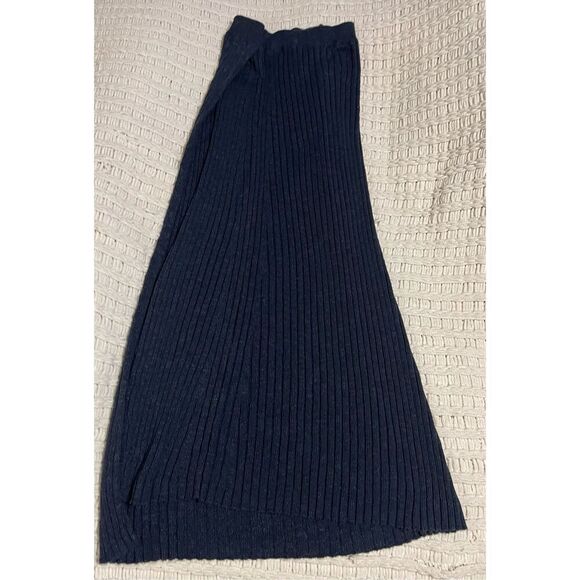 Free People Blue Cable Knit Long Maxi Sweater skirt Sz M - Picture 2 of 8